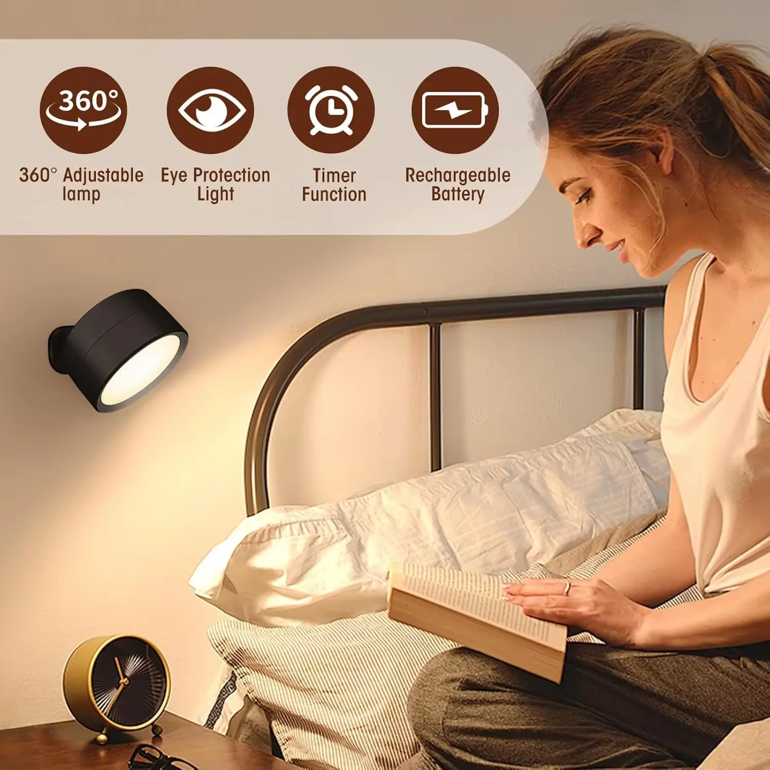 Appliques murales magnétiques sans fil à LED avec télécommande, 3 documents, intensité variable, aste par USB, chambre, lampe de chevet