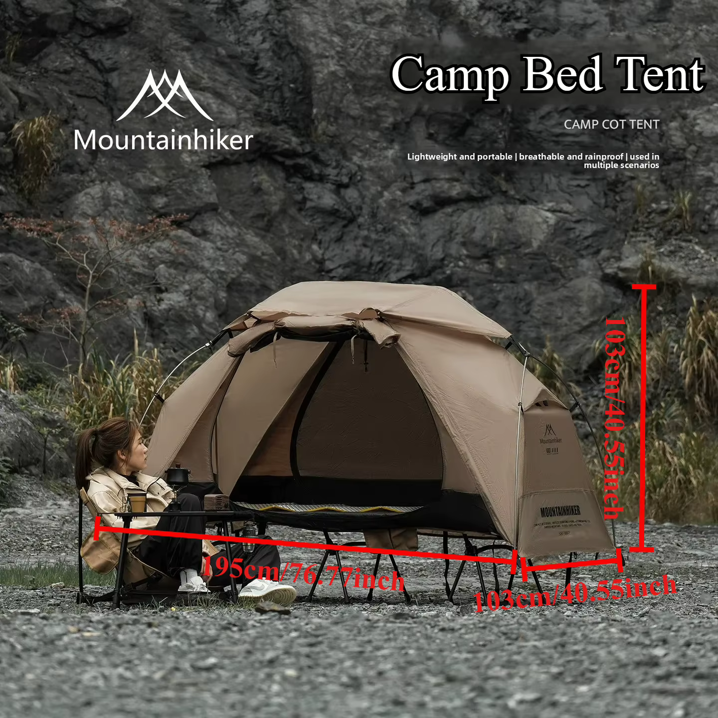 MOUNTAINHIKER Tente-lit de camping double couche pour 1 personne