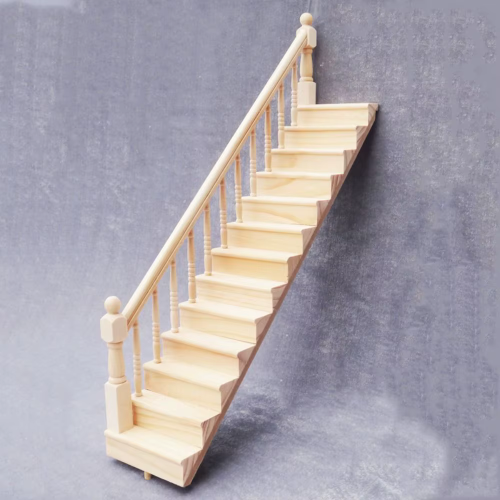 Faire semblant jouer 1:12 meubles de maison de poupée Miniature bricolage Mini escalier modèle accoudoir escaliers en bois avec main courante