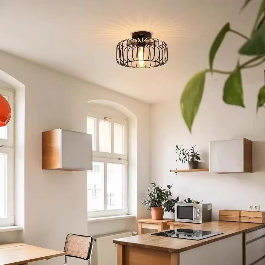 Plafonnier d'intérieur en cage à oiseaux Simple, luminaire décoratif de plafond, idéal pour une chambre à coucher, un salon, un couloir ou un Restaurant, 110V-220v