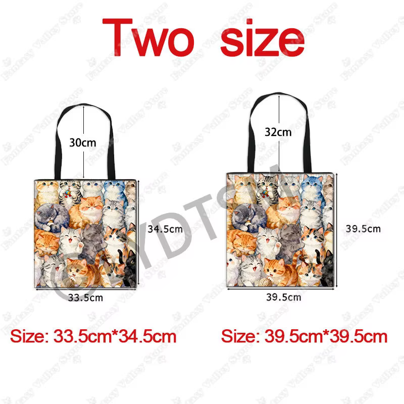 Mignon aquarelle peinture chats imprimer sacs à provisions Kawaii Ragdoll britannique Shorthair chat fourre-tout sac femmes sac à main Shopper sac