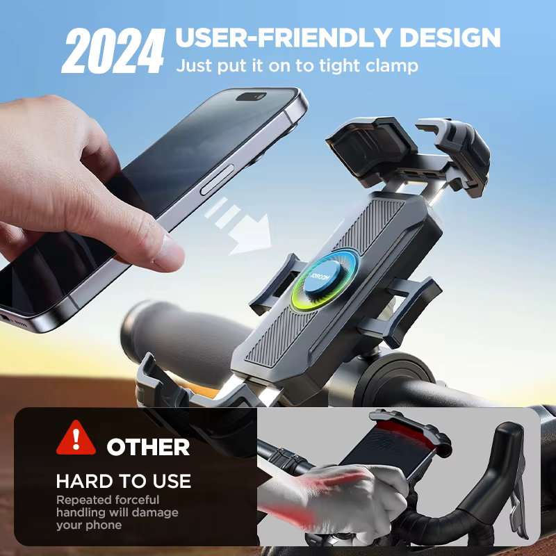 Support de téléphone pour moto Joyroom, support de téléphone pour vélo amélioré, support de téléphone ultra-stable pour guidon de vélo, pince pour téléphone portable pour scooter