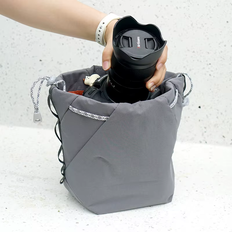 Sac de rangement pour appareil photo en cuir, sac d'accessoires pour poudres d'objectif, durable, grande capacité, doux, bien protégé, universel pour Nikon, IL, Sony, Fuji