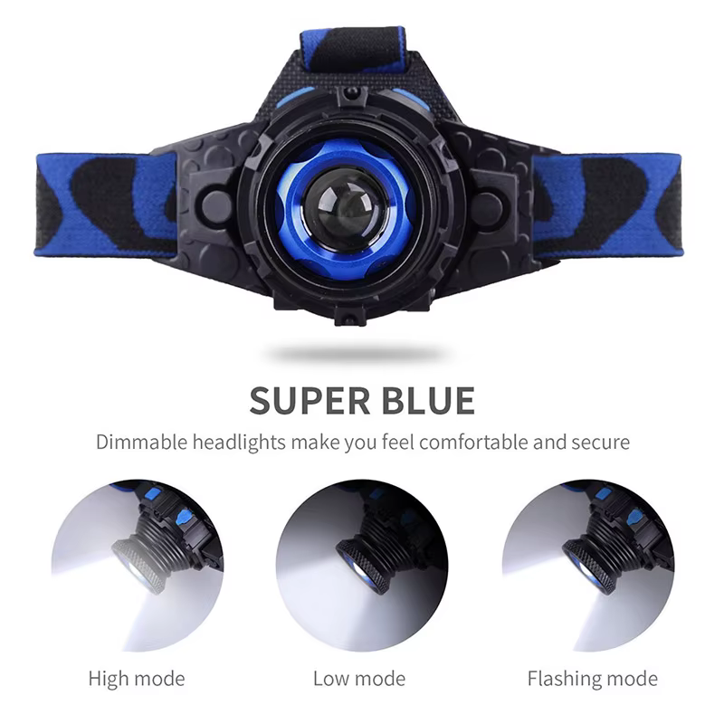 Lampe frontale LED étanche 8000Lums batterie intégrée