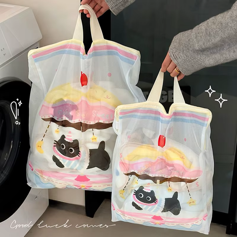Panier à linge sale en maille, sacs à linge, panier à jouets mignon, sac de rangement pour soutien-gorge et sous-vêtements, sac à linge pour étudiants, sacs en maille réutilisables pour l'école