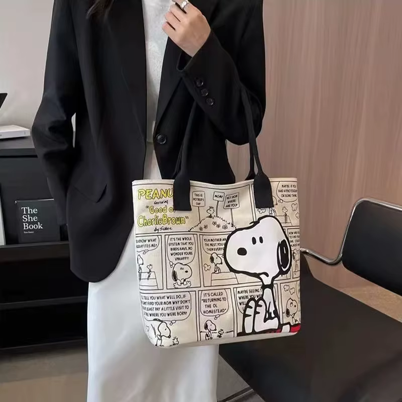 Nouveau sac à main en toile Kawaii Snoopy, sac à bandoulière pour filles tendance, sac à main en nylon simple de grande capacité