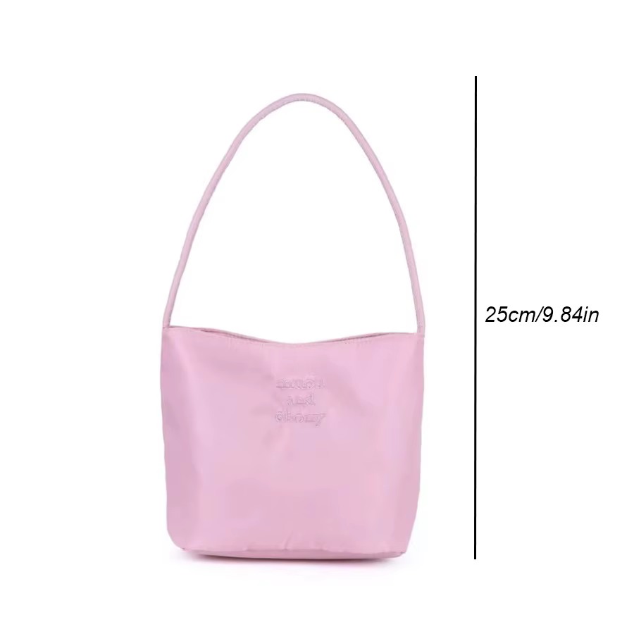Sac carré brodé, sac seau en nylon tendance de style japonais, nouveau sac seau pour le printemps/été