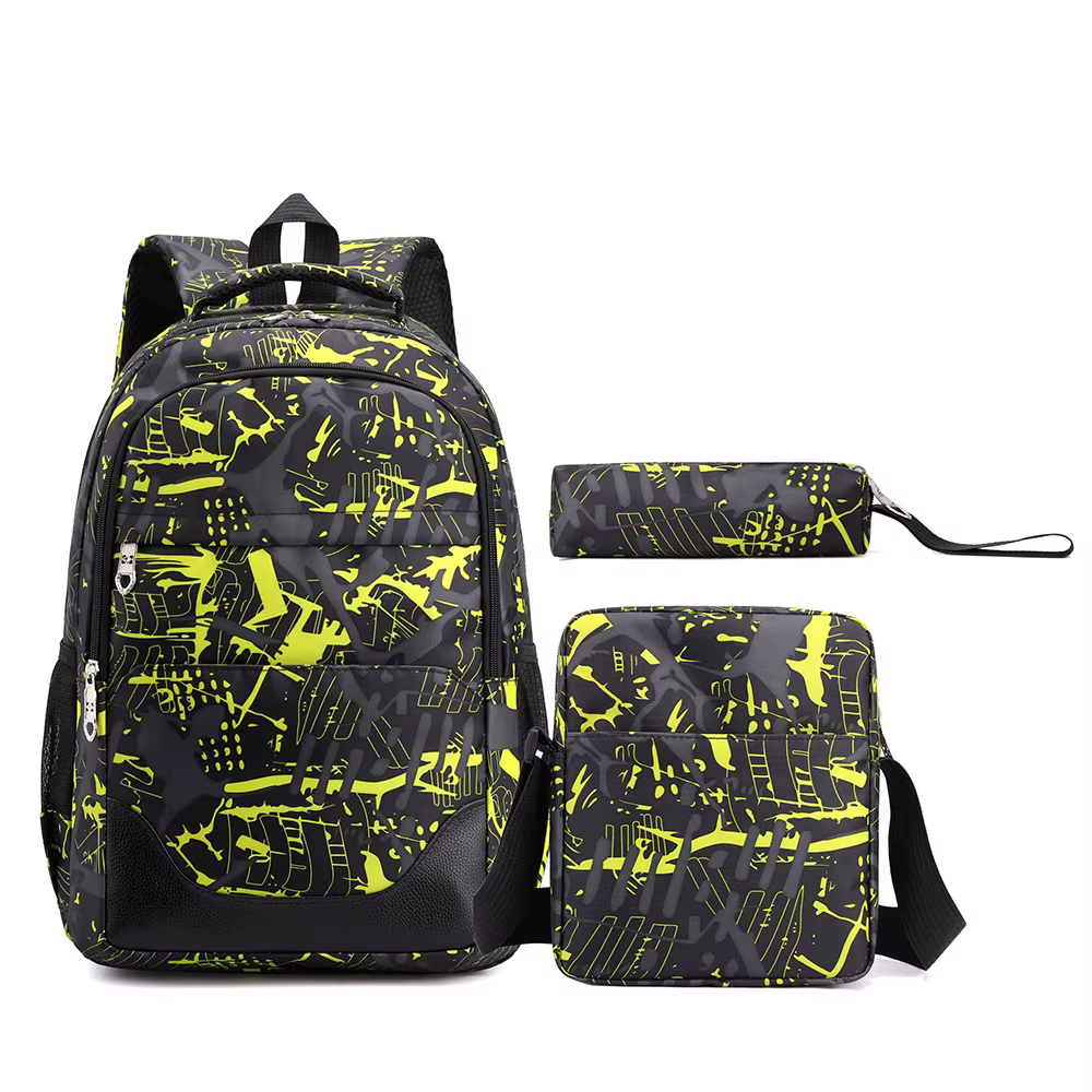 Sac à dos pour étudiant, Double sac à bandoulière, Style collégial, unisexe, collège, lycée, ensemble trois pièces, grand