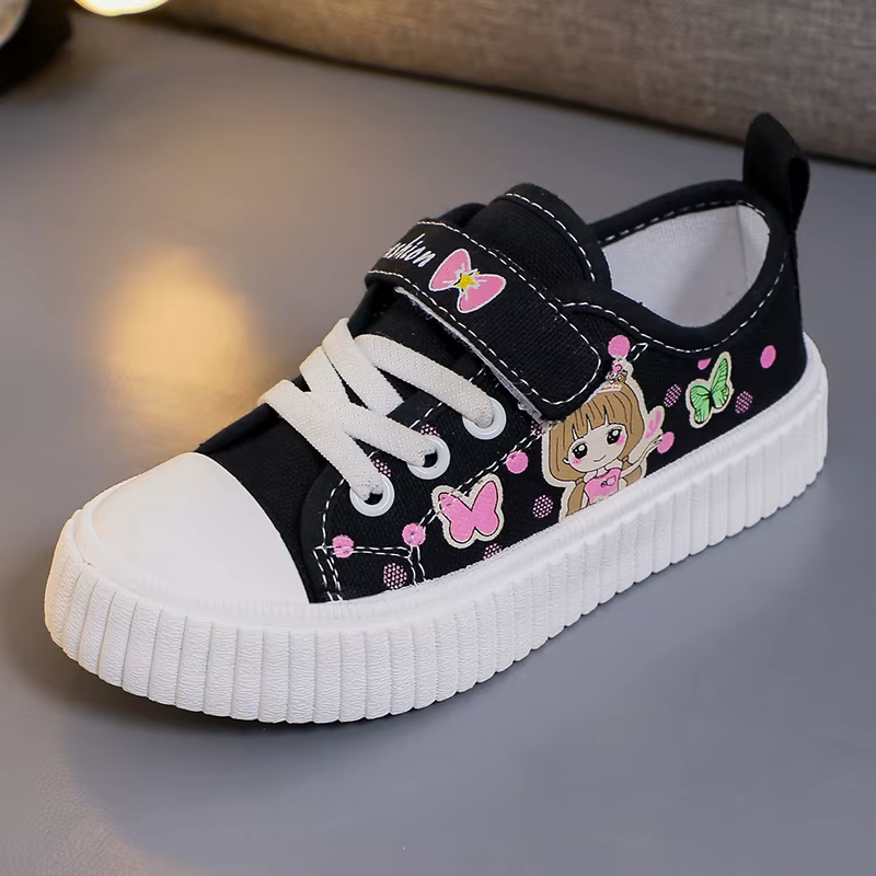 Chaussures en Toile pour Enfant de 3 à 15 Ans, Baskets Blanches et Noires, Souples et Décontractées, pour Garçon et Fille, Quatre Saisons