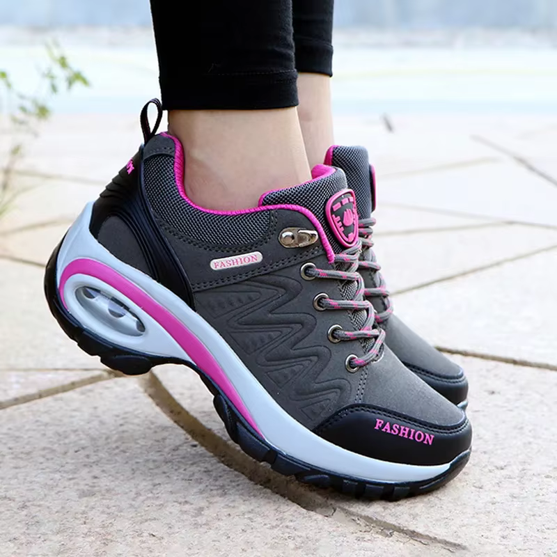Chaussures de course et d'escalade pour femmes, chaussures de sport polyvalentes à semelle épaisse, semelle souple, absorption des chocs, coussin d'air, chaussures décontractées