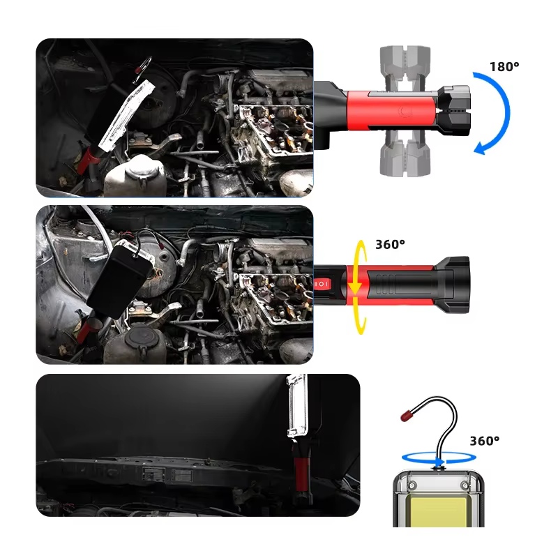 Projecteur COB Rechargeable Lampe de Travail LED Utilisation de 2*18650 Batterie LED Lumière Portable Magnétique Crochet Clip Étanche