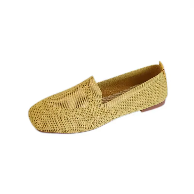 Ballerines carrées pour femmes, mocassins décontractés, semelle confortable, chaussures paresseuses respirantes douces, 2024