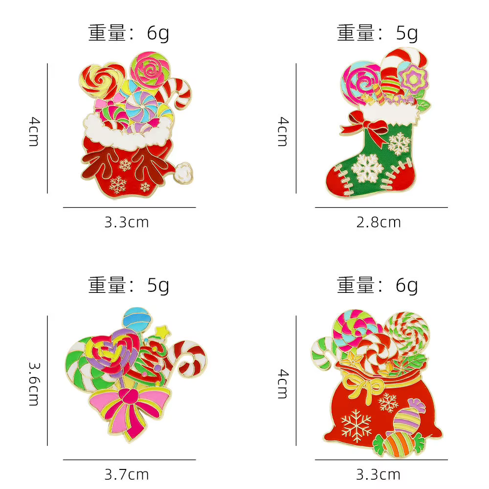 Accessoires de noël, broche à bonbons, épingle à revers, dessin animé, bibelot mignon, sacs à vêtements, Badge, épingles en émail, cadeaux de noël