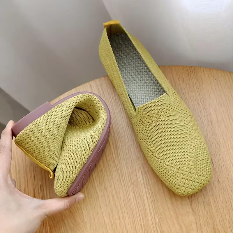 Ballerines carrées pour femmes, mocassins décontractés, semelle confortable, chaussures paresseuses respirantes douces, 2024