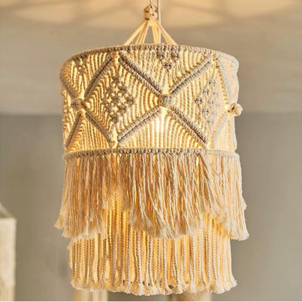 Abat-jour en macramé fait à la main