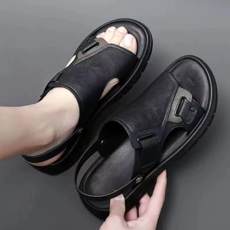 Pantoufles en cuir véritable pour hommes