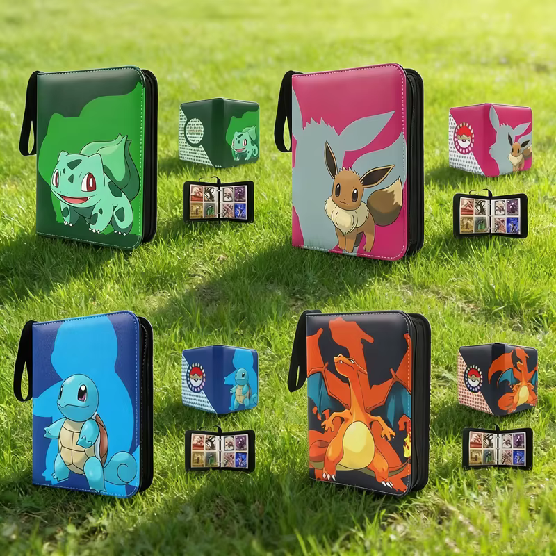 Sac de rangement pour cartes Pokémon, figurines d'anime, album photo, album de collection, feuilles mobiles, fermeture éclair en PU, pour fans de Game King, pack de cartes Pikachu, jouets
