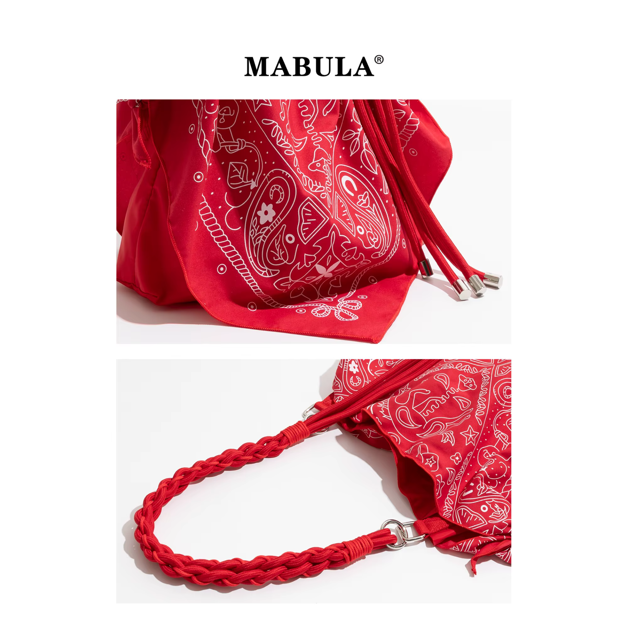 Paisley tressé sangle sous les bras sac à bandoulière rouge bohème Bandanna imprimé sacs à bandoulière tissé sangle sacs à main et sacs à main