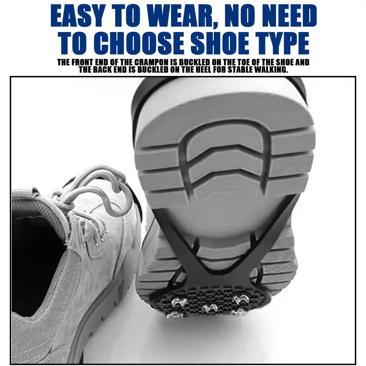 1 paire 5 goujons anti-dérapant glace neige Camping chaussures de marche bottes de sécurité d'hiver Crampons d'escalade professionnels universels