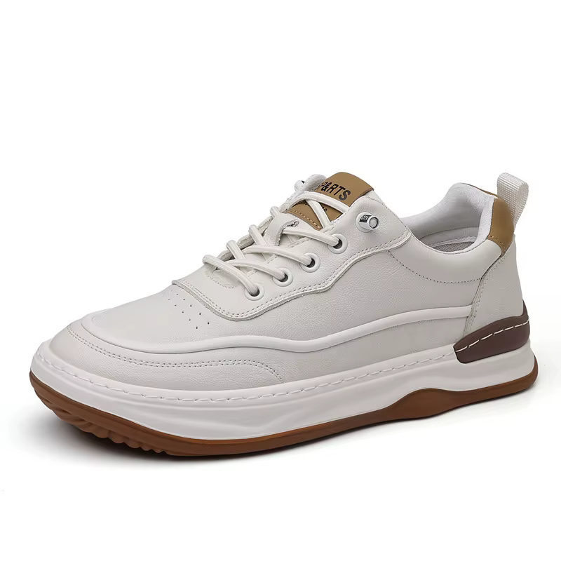 Chaussures décontractées en cuir pour hommes, style sportif, avec empeigne en cuir souple et respirant, semelle extérieure en caoutchouc légère, confortables pour le printemps