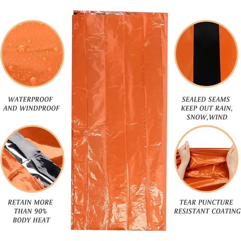 Sac de couchage d'urgence thermique léger et imperméable - Sac de bivouac - Couverture de survie pour le camping