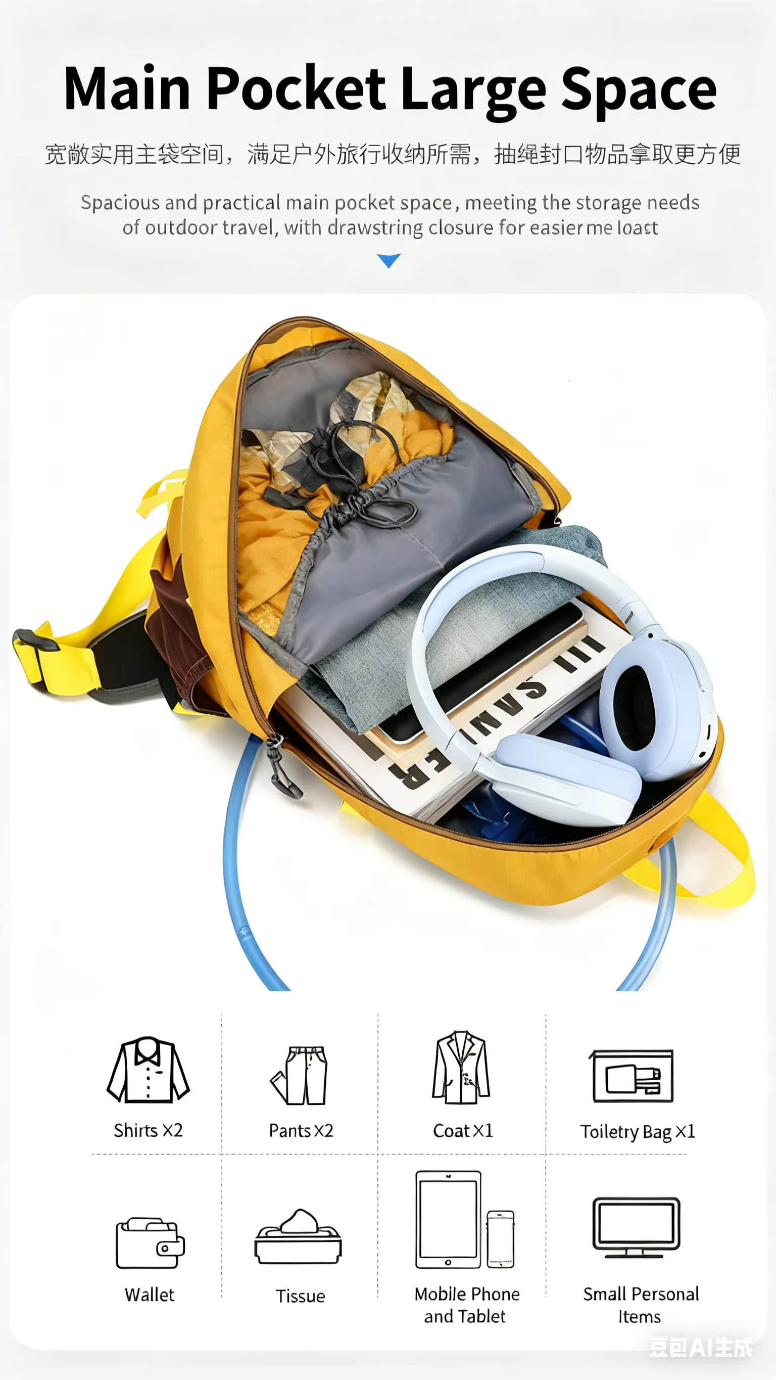 Sac à dos professionnel d'alpinisme de randonnée en plein air de 25L avec cadre de charge amovible