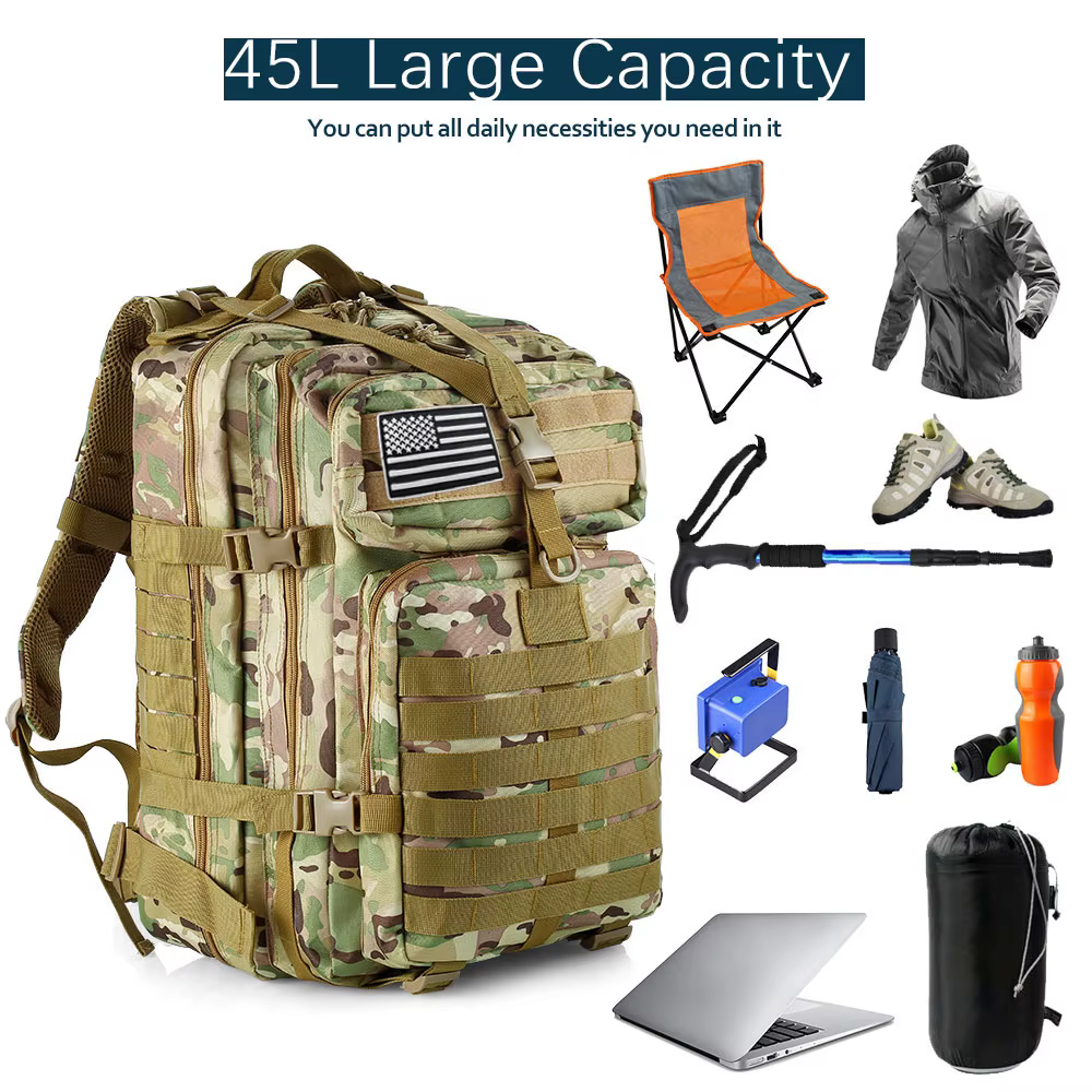 50 litres extérieur tactique double épaule grand 3P sac à dos Backcountry cyclisme sport sac à dos voyage attaque camouflage multi-fu