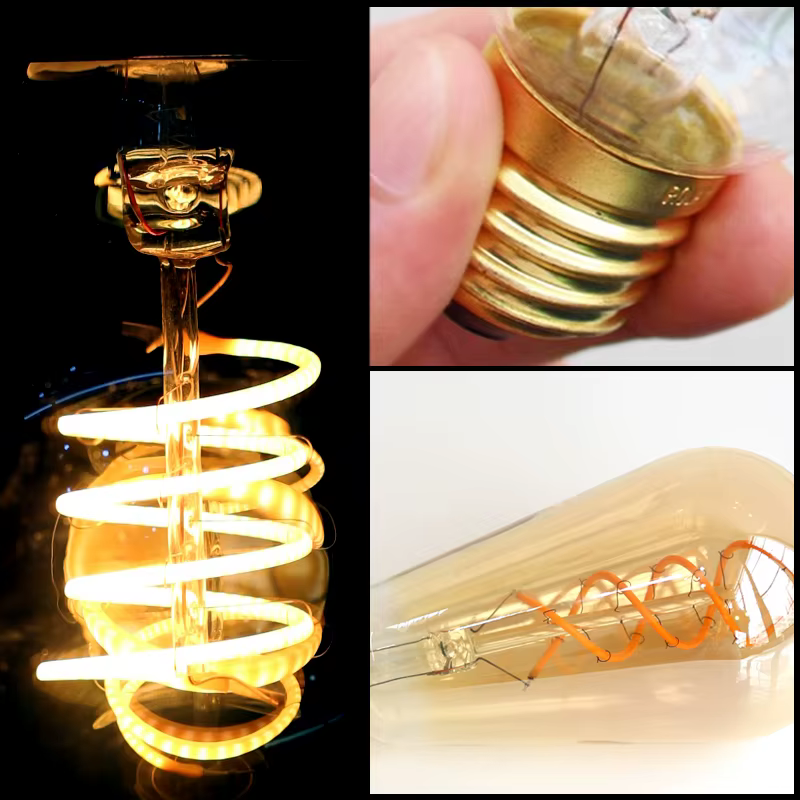 Ampoule LED rétro à Filament en spirale E14 E27, 4W, jaune chaud, 220V, C35 A60 T45 ST64 T185 T225 G80 G95 G125, lampe Edison Vintage