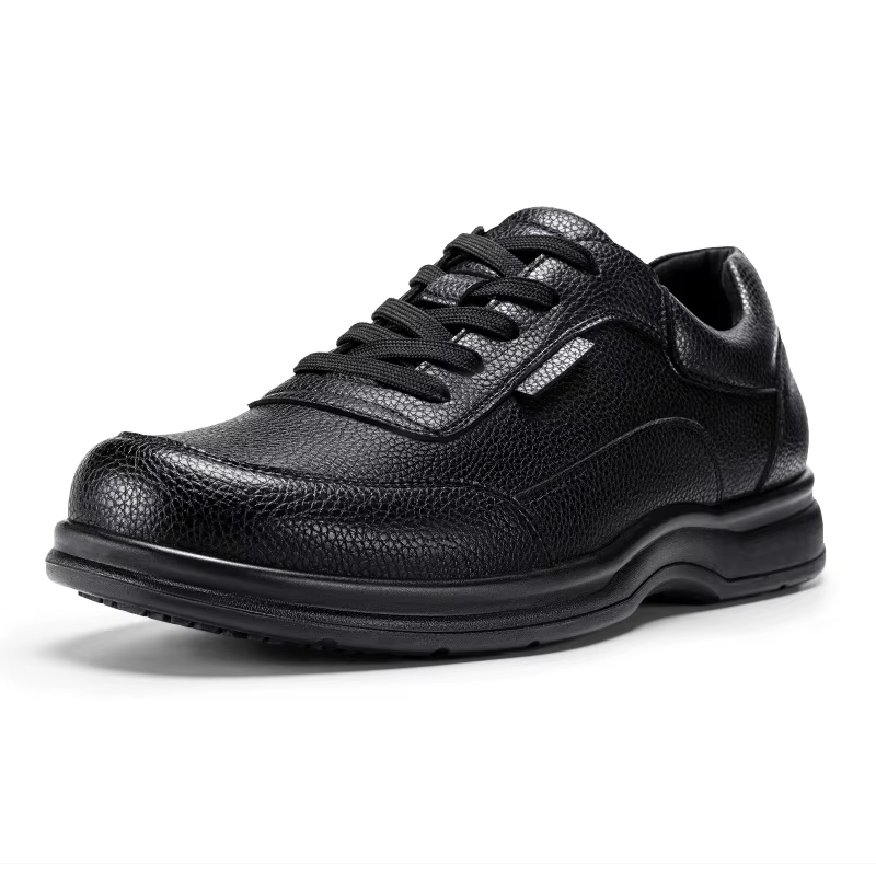 Chaussures en cuir pour hommes Fitville, design large, chaussures Oxford décontractées, antidérapantes, hydrofuges, pour pieds enflés, avec soutien de la voûte plantaire