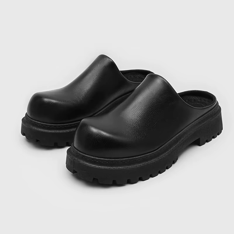 Chaussures en cuir pour hommes à bout rond