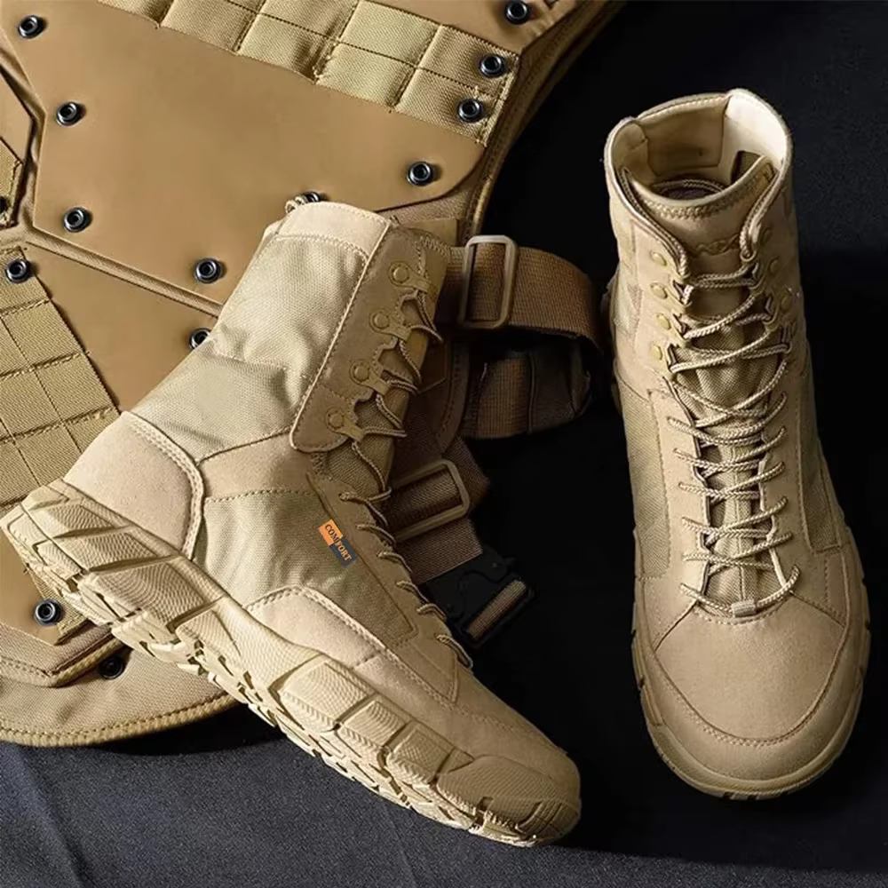 Chaussures tactiques légères pour hommes, bottes de Combat d'entraînement à lacets, imperméables, pour l'extérieur, randonnée, respirantes