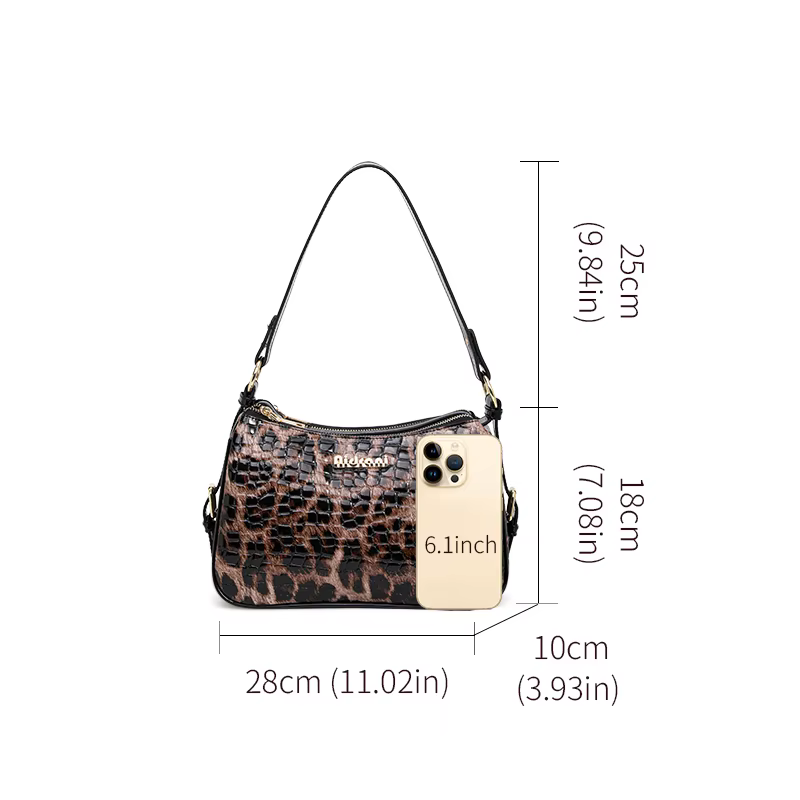 Sac Hobo en cuir verni motif léopard vintage pour femme