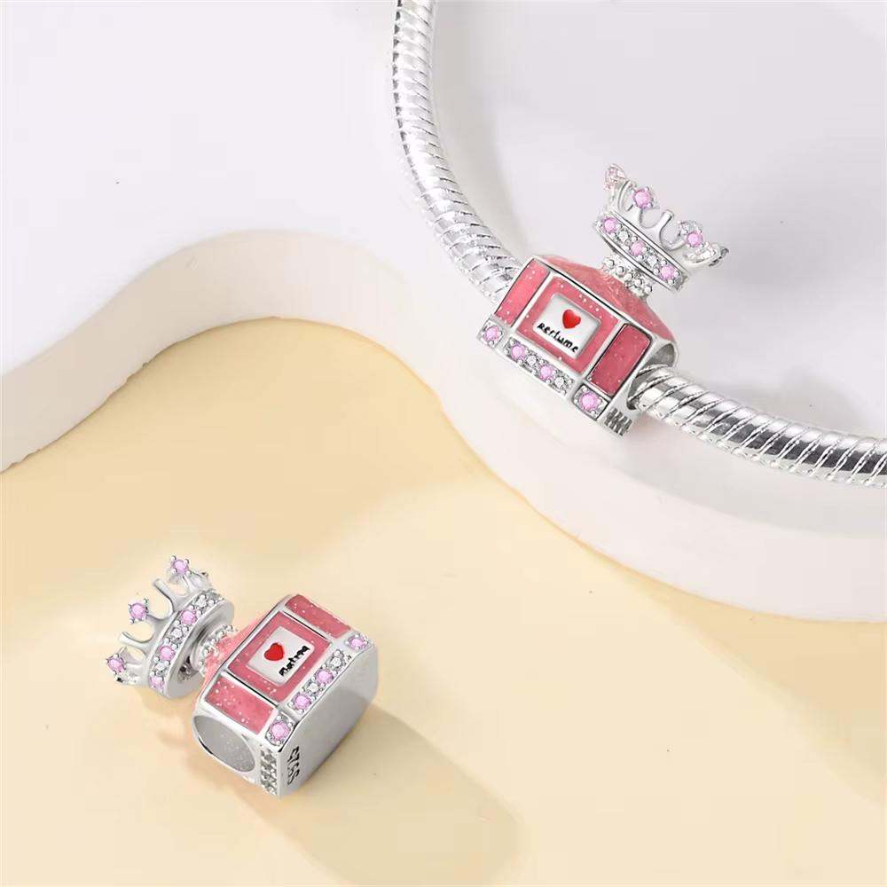 Nouveau 925 couleur argent papillon couronne rose bouteille de parfum breloques perles Fit Pandach 925 Bracelets originaux beaux bijoux à bricoler soi-même cadeaux