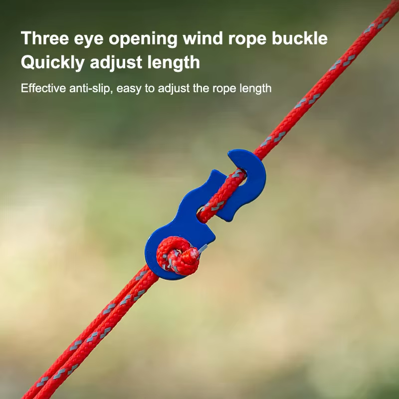 Cordes de tente renforcées pour Camping en plein air, 4 pièces, coupe-vent et réfléchissantes avec boucle