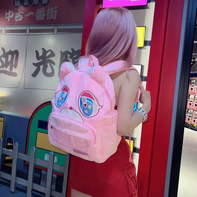 Y2K Dropouts Bear Backpack Large Capacity Denim Cute Kanyes Boy Girl Schoolbag Plush Fashion Cartoon Backpack Street Storage Bag