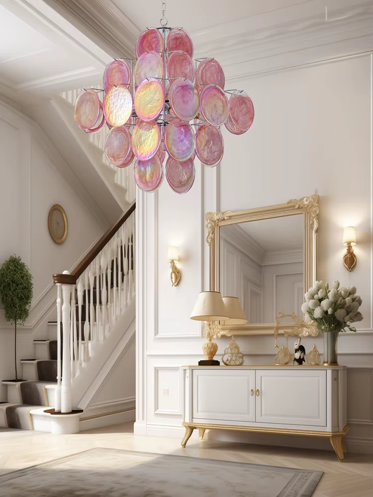 Plafonnier LED Vintage en Verre Rouge au Design poumons