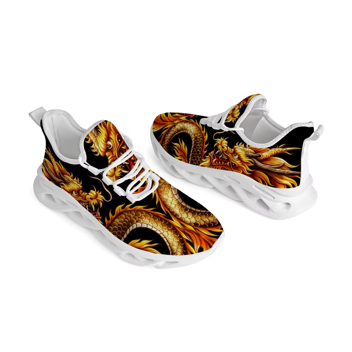 Baskets sur le thème du Dragon pour hommes et femmes, chaussures basses légères et respirantes à lacets, chaussures de course, de randonnée, de sport décontractées