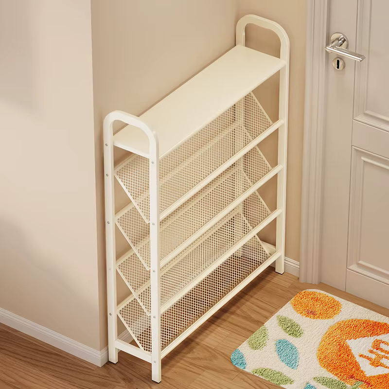 Étagère à chaussures en acier, porte de ménage, rangement simple, gain de place, armoire à chaussures étroite multicouche en métal