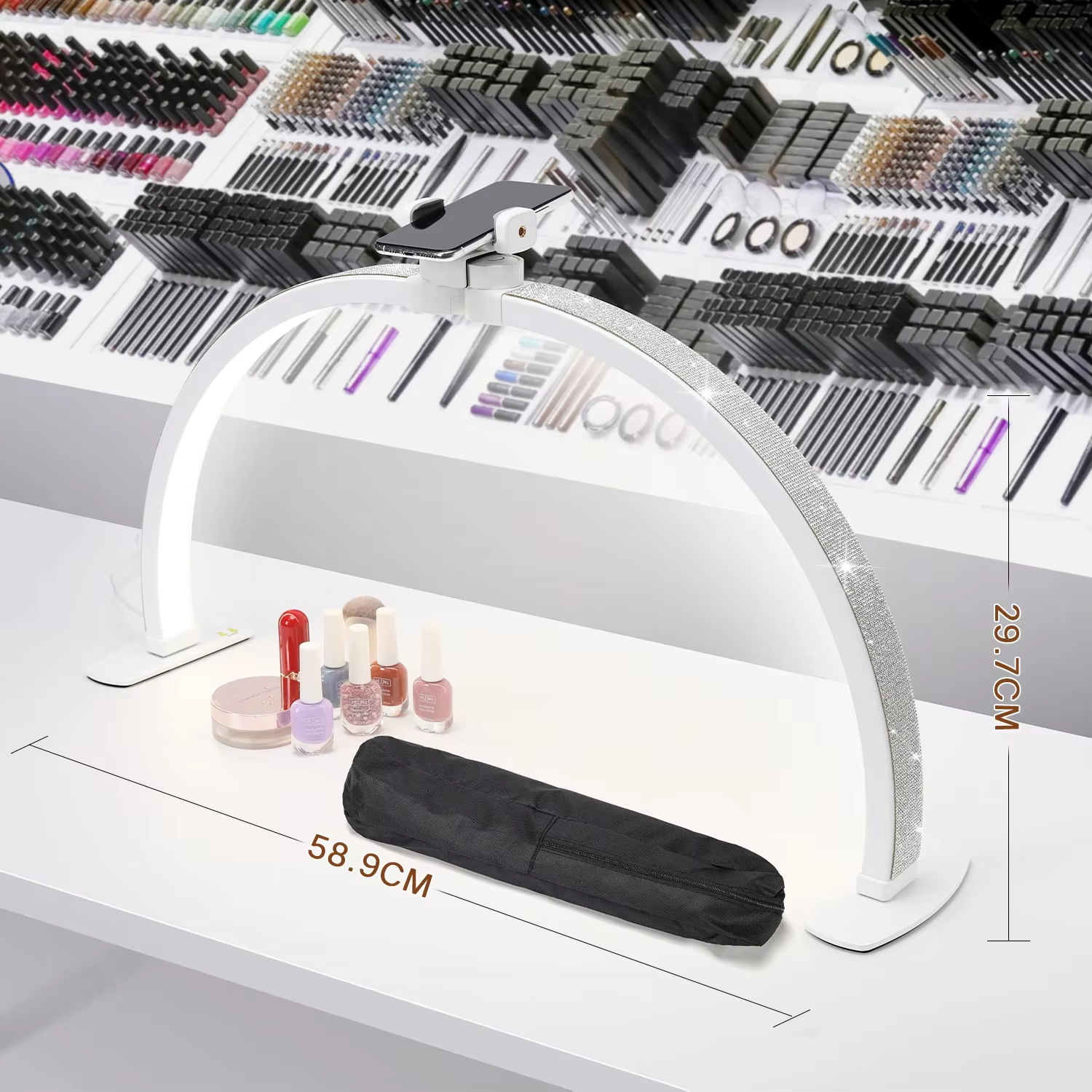 3000-6000K demi-lune lampe de Table à ongles pour le travail des cils pliable LED croissant manucure bureau lumière arc Salon de beauté éclairage de remplissage