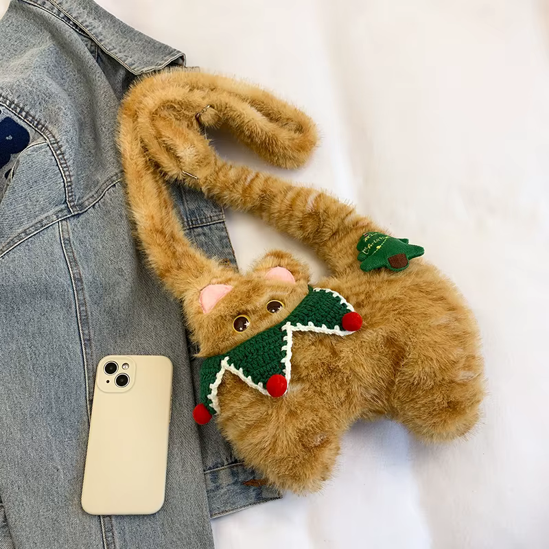 Sac à main chat mignon pour femme, sac à bandoulière Kawaii, petit sac à main pour téléphone, peluche de dessin animé, mode décontractée, initié, style japonais, 2025