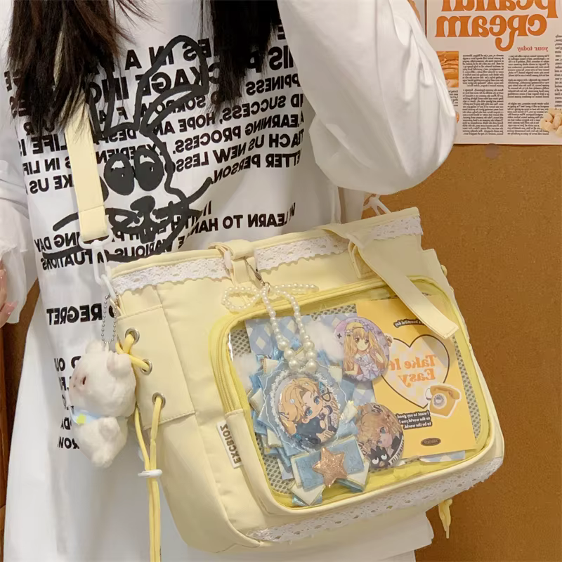 Nouveau sac bandoulière Ulzzang Ita Bag pour femme, style uniforme JK et preppy, avec badges DIY, pour exposition de bandes dessinées