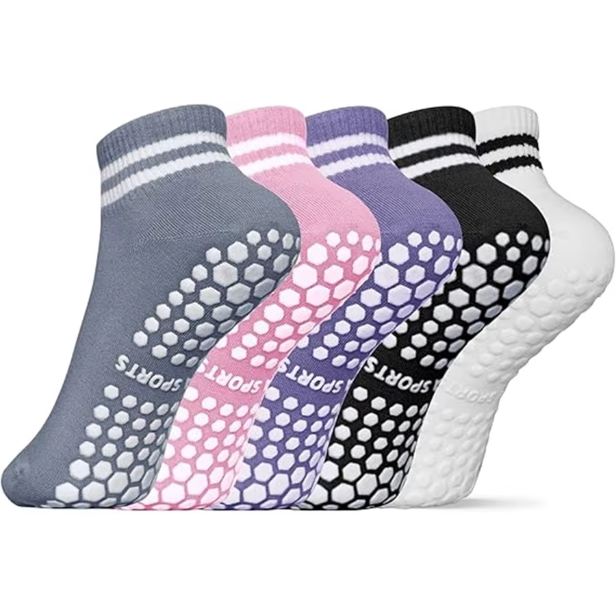 Chaussettes coordonnantes pour femmes, chaussettes de yoga, pilates, à double bande, pour l'entraînement, le ballet, l'athlétisme