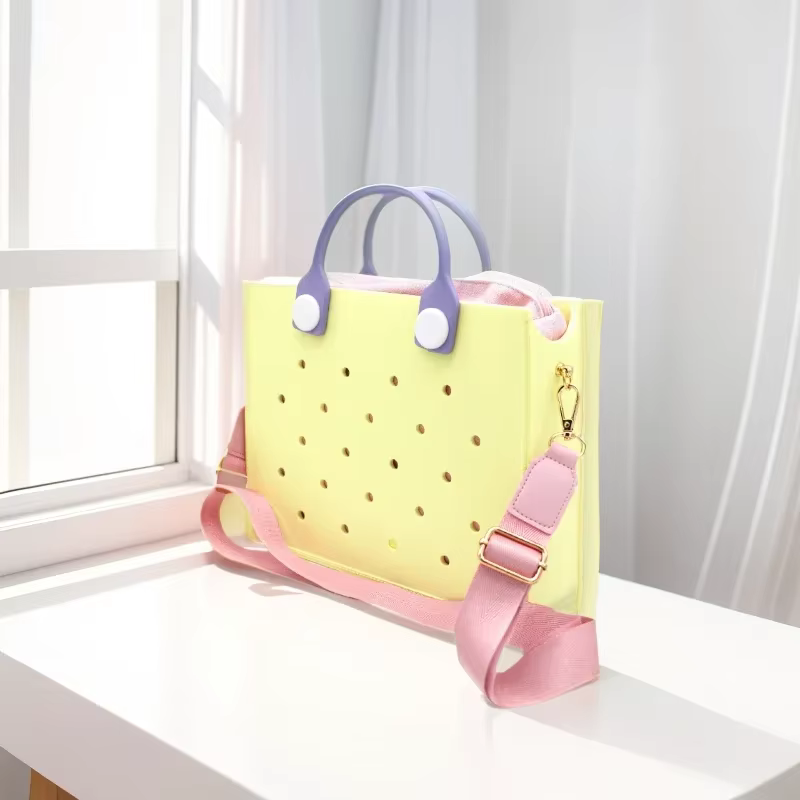 Le gars orange nouveau EVA décontracté brin étanche voyage sac fourre-tout femmes mode perforé sac à main ajustement charmes sacs de plage en plein air