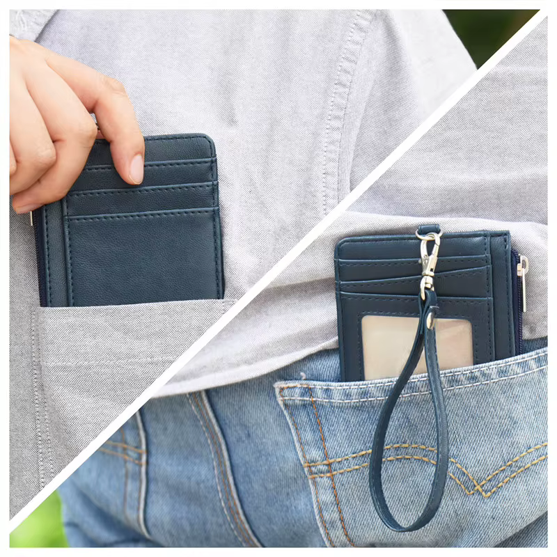 Porte-badge personnalisable en cuir PU avec cordon, porte-cartes zippé de luxe, accessoire professionnel pour soignants