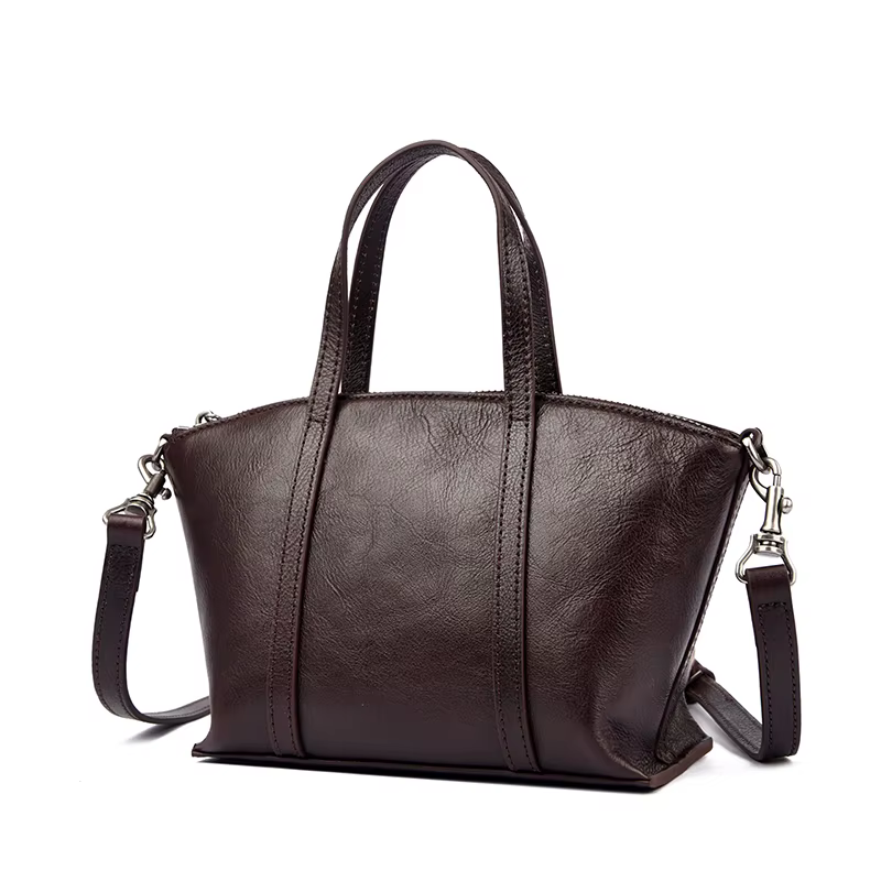 Sac à bandoulière en cuir de vache pour femme, sac à main de grande capacité pour les trajets quotidiens, sac pour femme en cuir véritable simple et polyvalent
