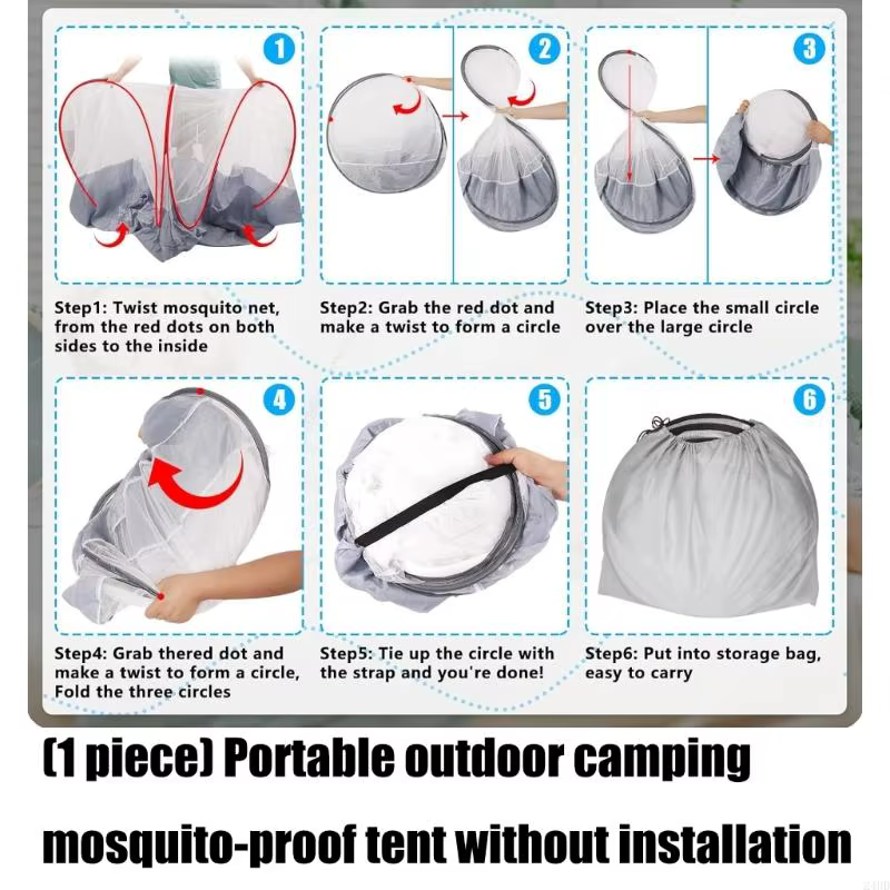 Tente Camping en plein air légère en maille anti-moustiques