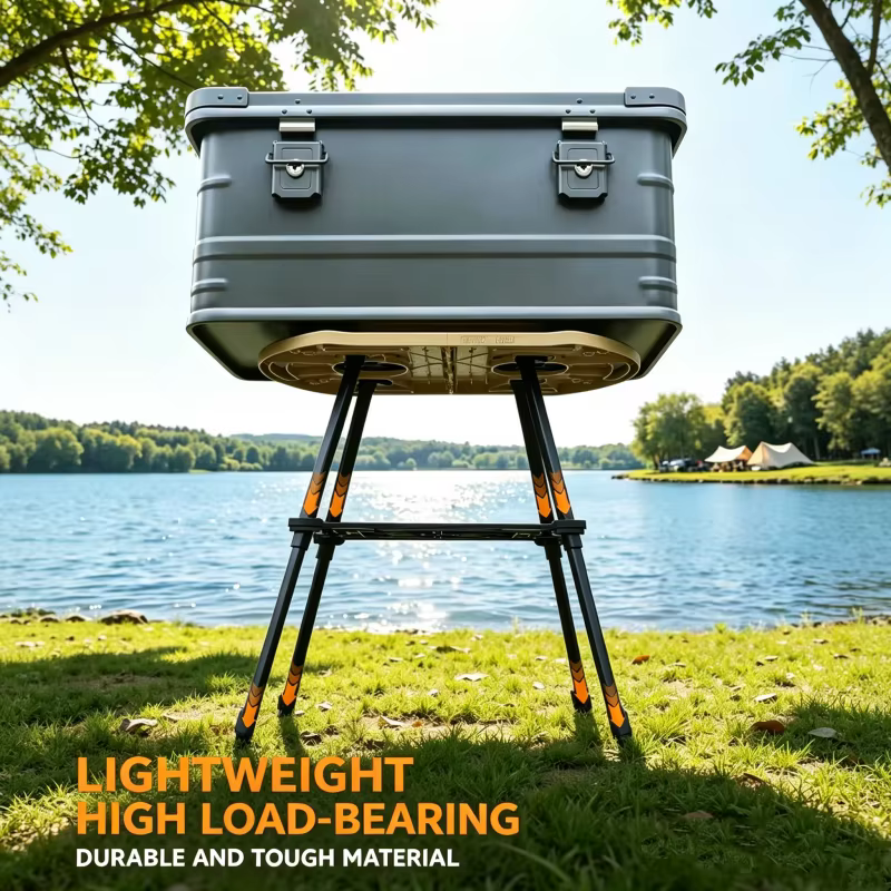 Table de camping tactique pliable avec fente pour lampe, emplacements pour crochets, haute capacité de charge, bureau de pique-nique extérieur pour la cuisson