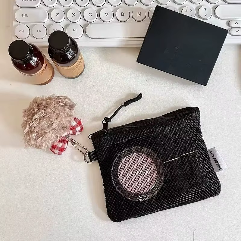 Sac de rangement portable en maille double couche, sac de toilette pour la maison et les voyages, organiseur simple pour fournitures de bureau