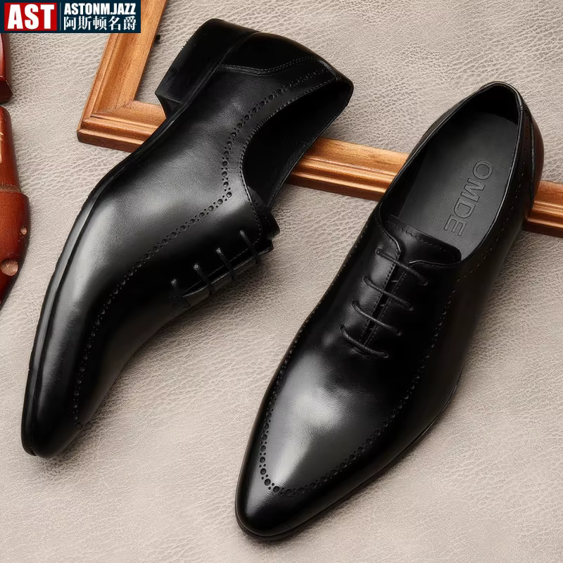 Chaussures Oxford italiennes faites à la main pour hommes, cuir de veau véritable, noir, marron, brogue classique, robe de mariée d'affaires, nouveau, 2025