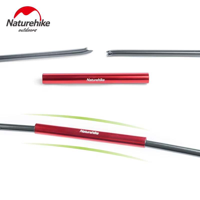 NatureHike 4 pièces Tube de réparation pour poteau de tente en alliage d'aluminium rouge, accessoires de camping en plein air, tube de réparation pour tige unique, adapté